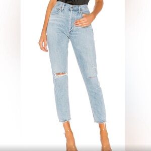 Agolde ‘Jamie’ High Rise Distressed Classic Jeans in ‘Shakedown’